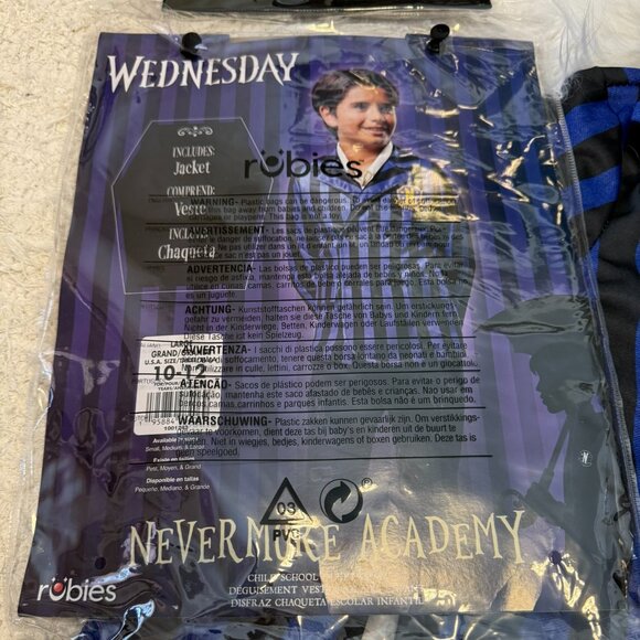 Rubies Wednesday Nevermore Academy Black & Blue Jacket Costume 10-12 - Picture 4 of 4